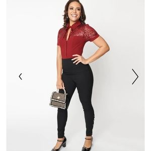 Unique Vintage Black Rizzo side snap pants